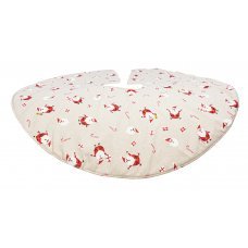 Χριστουγεννιάτικη Ποδιά Δέντρου Μπεζ με Άγιο Βασίληδες (90cm)